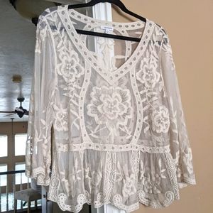 Lacy Peplum Top Large